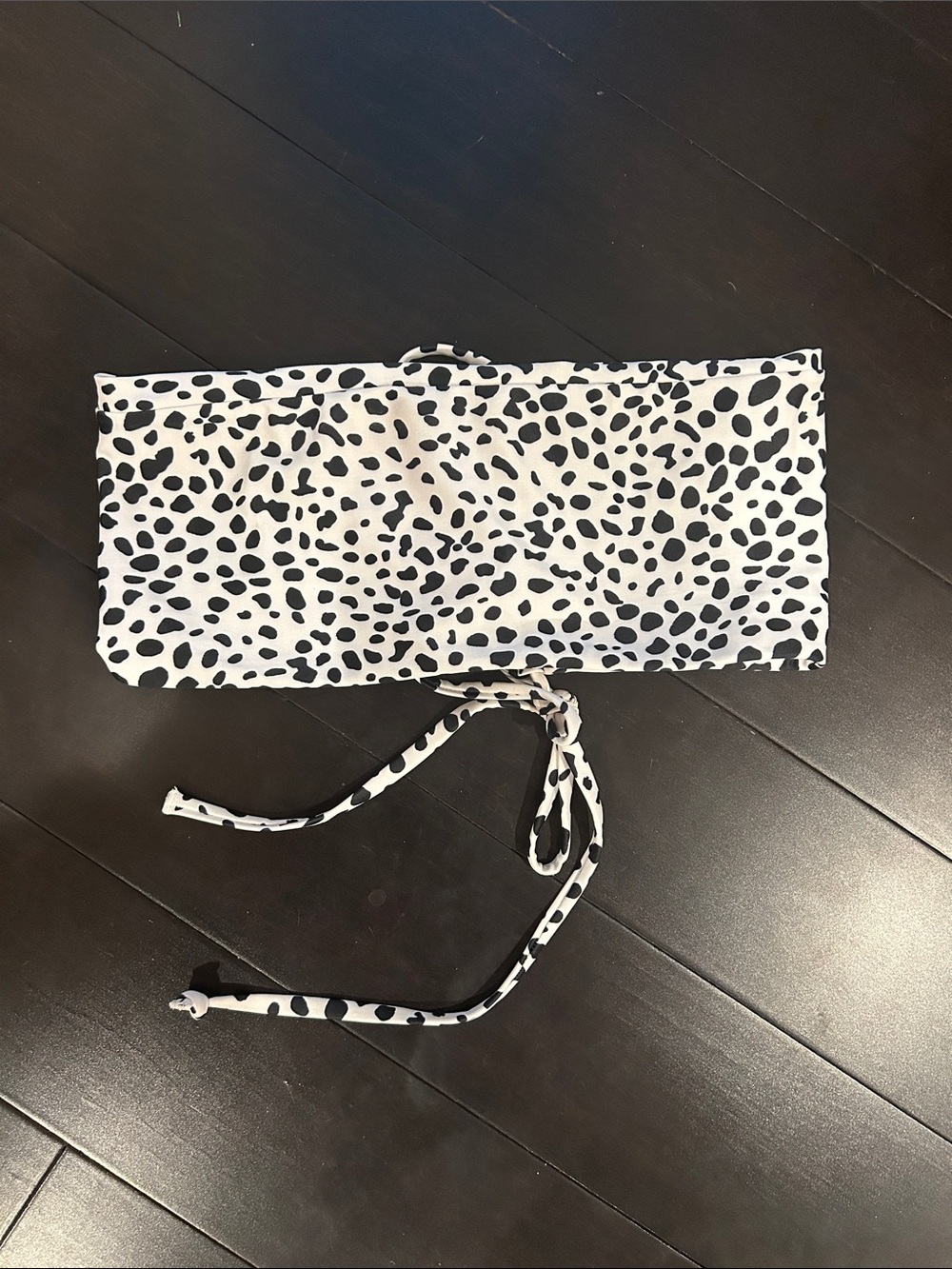 SHEIN Black and White Dalmatian Print Bandeau Bikini Top Size Medium